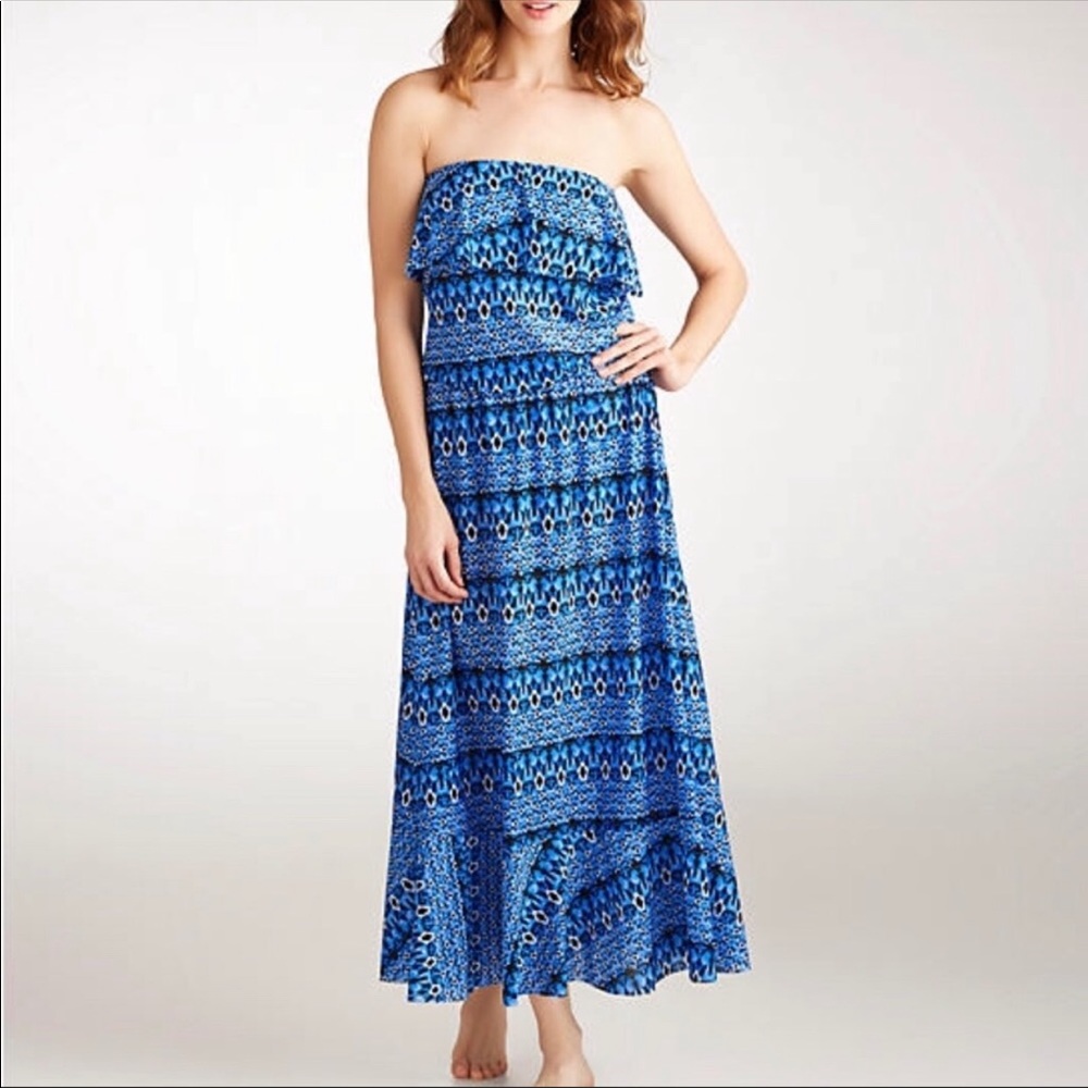 Sunset Separates Indigo Bandeau Maxi Coverup Dress